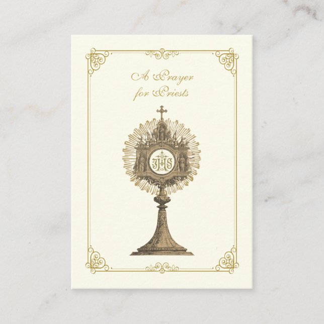 A PRAYER FOR PRIESTS CATHOLIC RELIGIOUS PLACE CARD (Front)