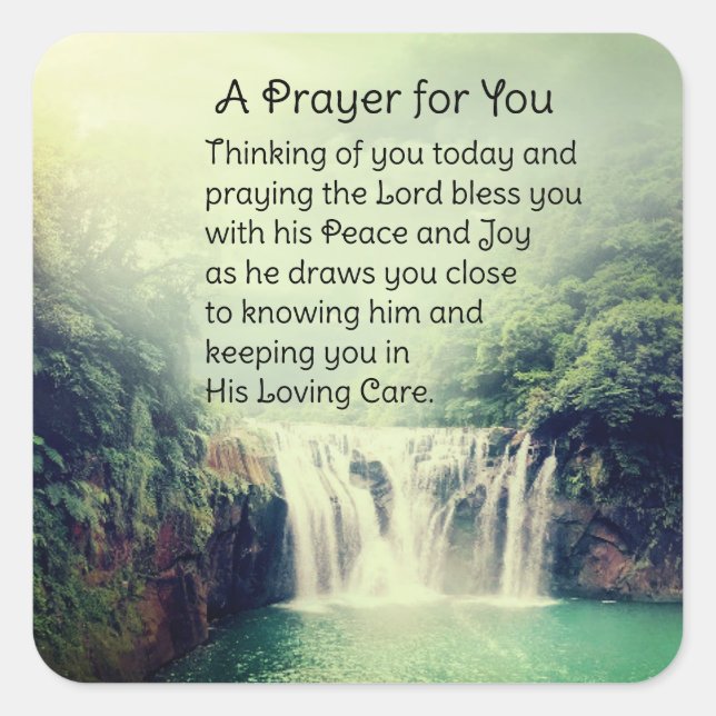 A Prayer For You Beautiful Nature Waterfall Square Sticker (Front)