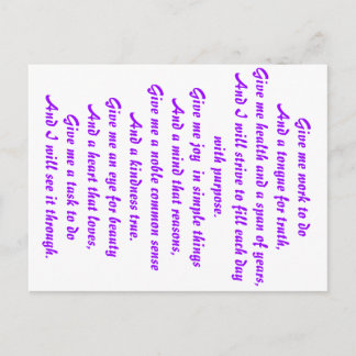 A prayer of hope postcard