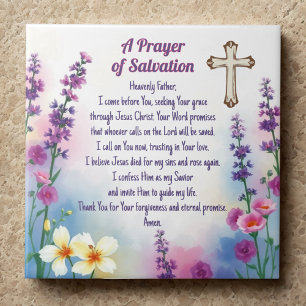 "A Prayer of Salvation" Faith and Grace Ceramic Tile
