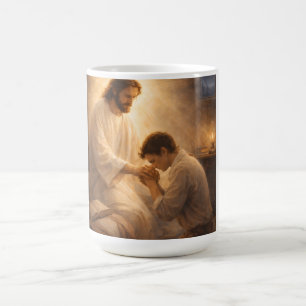 A Prayer on His Knees with Jesus Coffee Mug