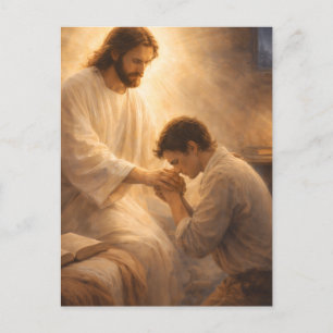 A Prayer on His Knees with Jesus Postcard