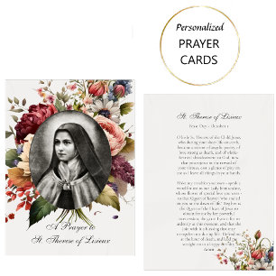 A Prayer to St. Therese of Lisieux Catholic Card  