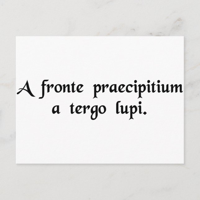 A precipice in front, wolves behind postcard (Front)