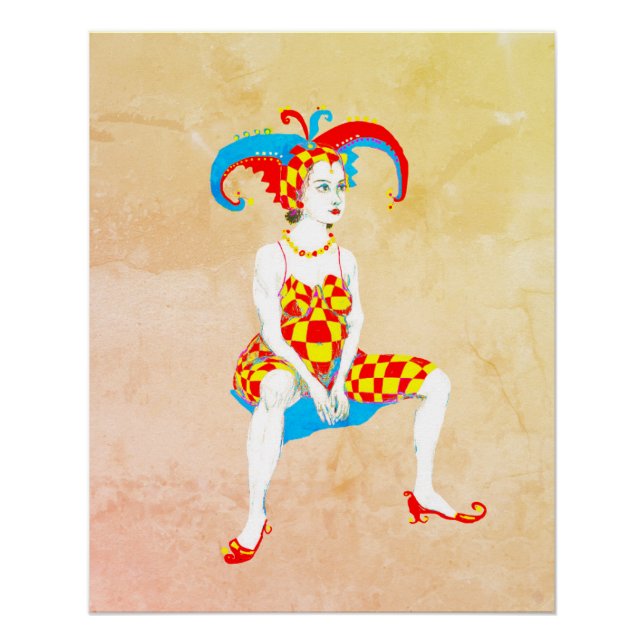 A pregnant jester Stretched Canvas Print (Front)