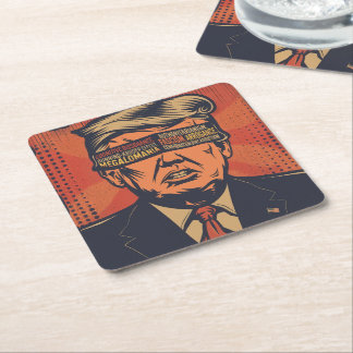 A president blindfolded by mental issues square paper coaster