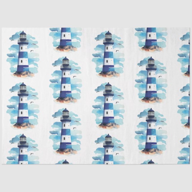 A Pretty Blue Nautical Series Design 9 Tissue Paper (Front)