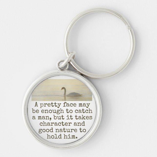 A Pretty Face May Be Enough - Beauty Quote  Key Ring (Front)