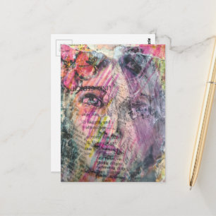 A pretty face mixed media collage postcard