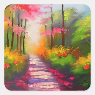 A Pretty Fall Hiking Trail Square Sticker