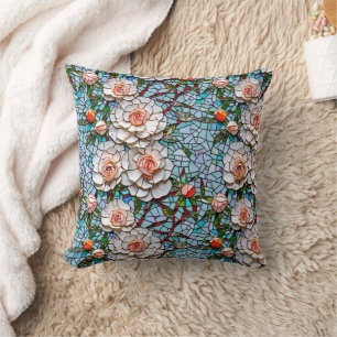 A Pretty Faux Mosaic Floral Pattern Cushion