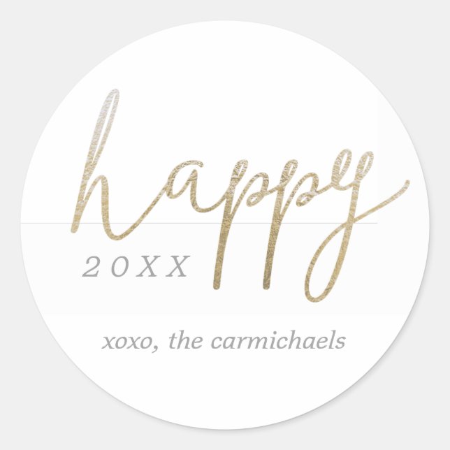A Pretty Happy New Year Personalised Sticker (Front)