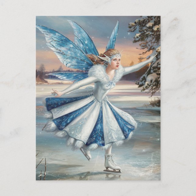 A pretty iceskating fairy postcard (Front)