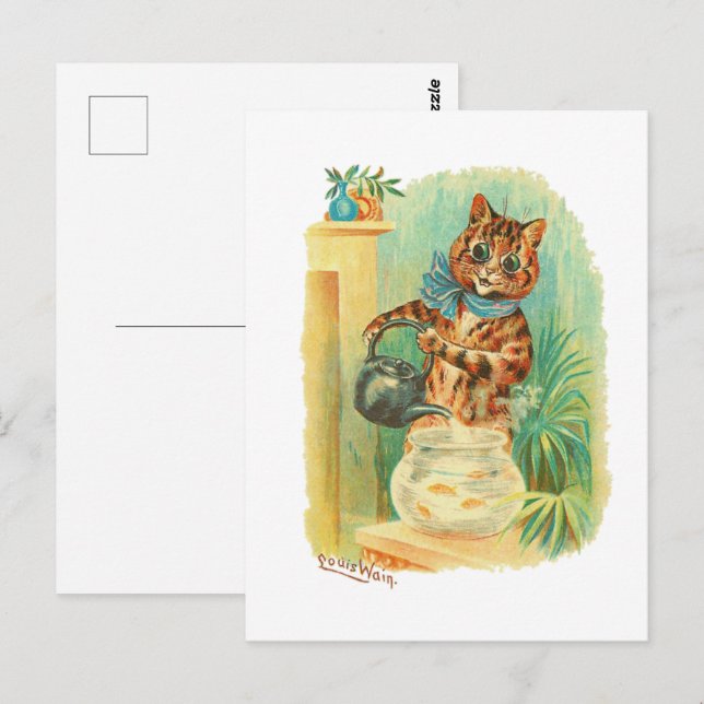 A Pretty Kettle of Fish Louis Wain Cats Postcard (Front/Back)