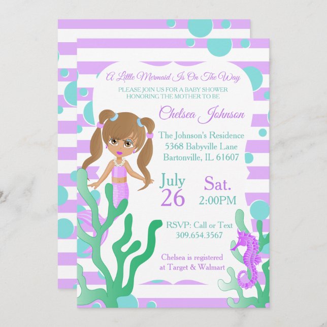 A Pretty little Mermaid Baby Shower 🤰 Invitation (Front/Back)