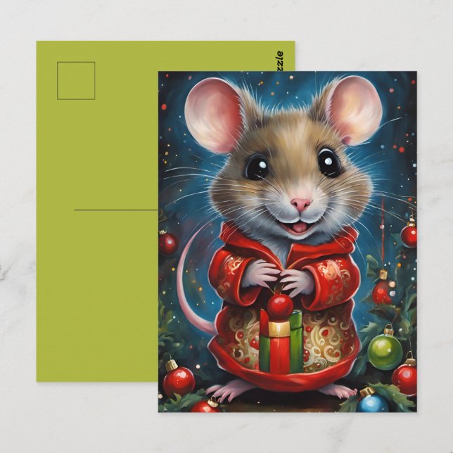 A pretty mouse celebrating Christmas Postcard (Front/Back)