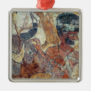 A priest leading a bull to sacrifice metal tree decoration
