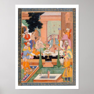 A prince and companions take refreshments and list poster