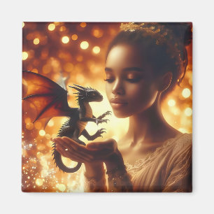 a princess and her baby dragon magnet