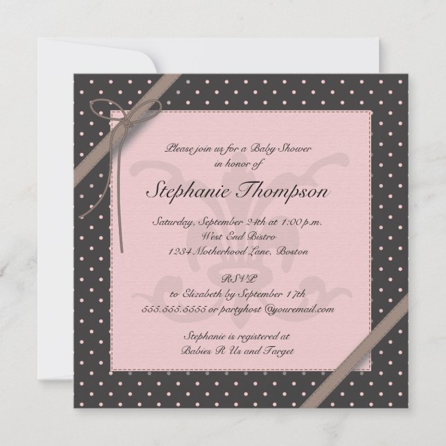 A Princess on the Way Pink Polka Dot Baby Shower Invitation (Front)