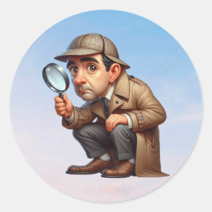 A Private Investigator searching for clues Classic Round Sticker