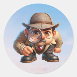 A Private Investigator searching for clues Classic Round Sticker