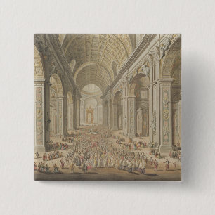 A Procession in St Peter's, Rome (w/c over an etch 15 Cm Square Badge