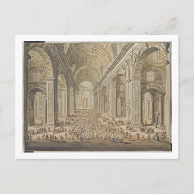A Procession in St Peter's, Rome (w/c over an etch Postcard (Front)