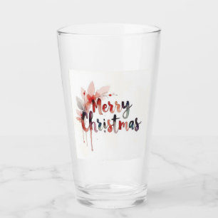 A product with a design of "Merry Christmas" Glass