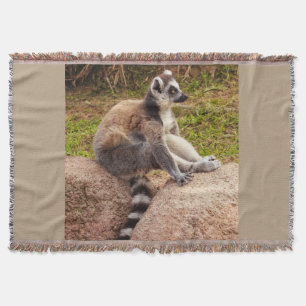 a profile of lemur of  Madagascar on throw blanket