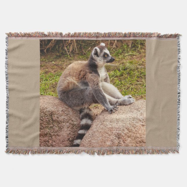 a profile of lemur of  Madagascar on throw blanket (Front)
