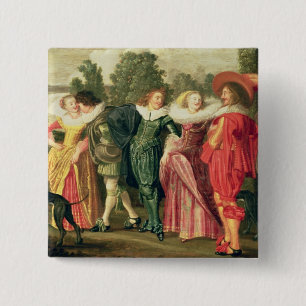 A Promenade in the Garden, c.1623 15 Cm Square Badge