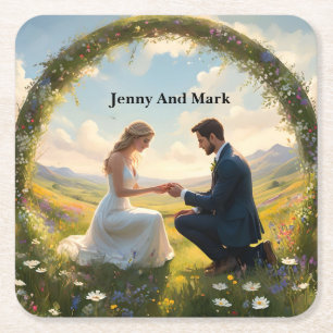 A Promise for Forever: The Engagement Square Paper Coaster