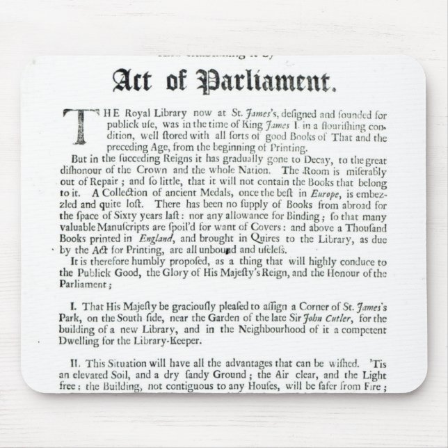 A Proposal for building a Royal Library, 1697 Mouse Pad (Front)