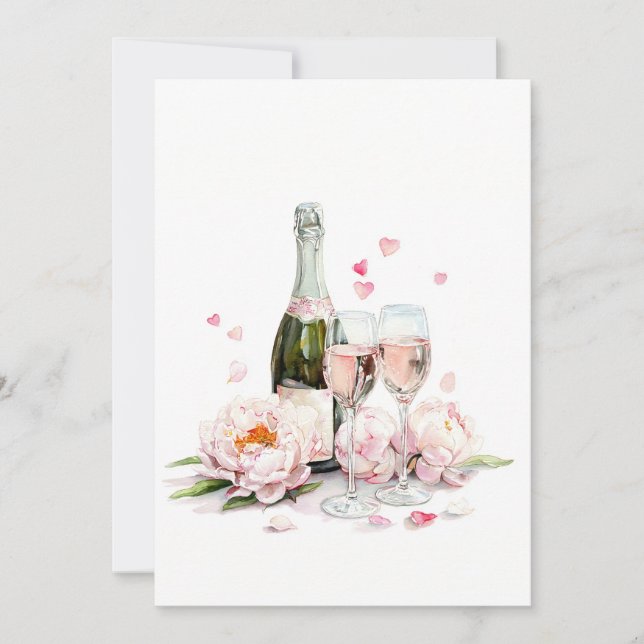 A Prosecco with two crystal glasses,Valentines Day Holiday Card (Front)