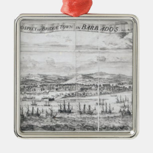 A Prospect of Bridge Town in Barbados Metal Ornament