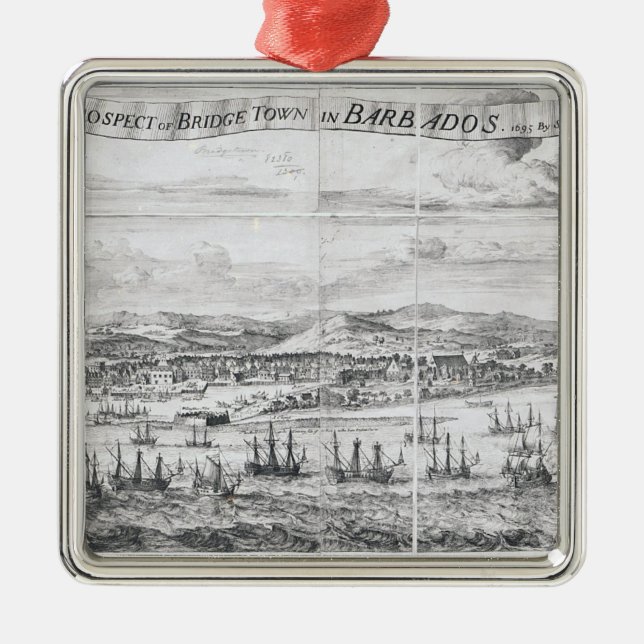 A Prospect of Bridge Town in Barbados Metal Ornament (Front)