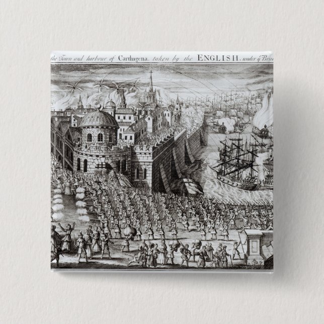 A Prospect of the Town and Harbour 15 Cm Square Badge (Front)