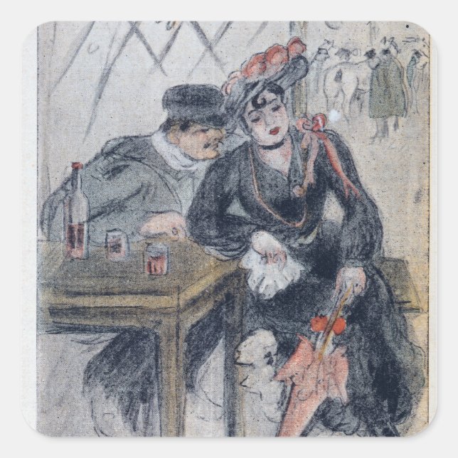 A Prostitute and her Client Square Sticker (Front)