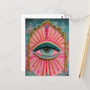 A Protective Evil Eye Felted Look Postcard