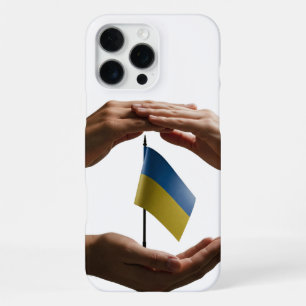a protective shield around a small Ukrainian flag iPhone 16 Pro Max Case