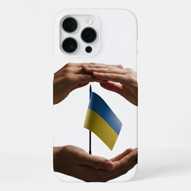 a protective shield around a small Ukrainian flag iPhone Case (Back)