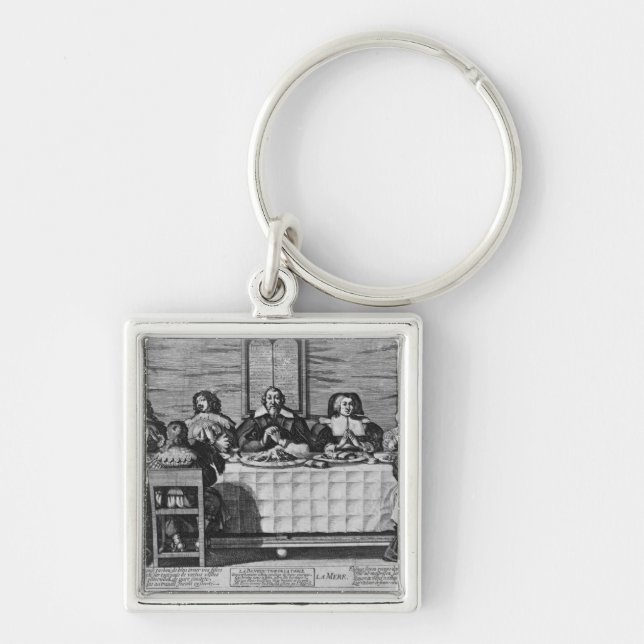 A Protestant family blessing the meal Key Ring (Front)