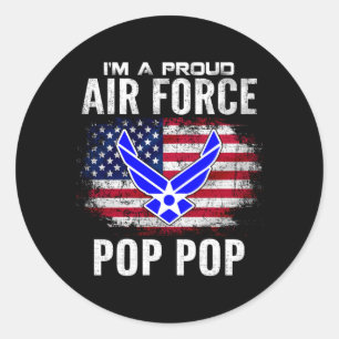 A Proud Air Force Pop Pop With Aamerican Flag Classic Round Sticker