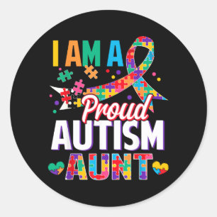 A Proud Autism Aunt Autism Awareness Puzzle Piece Classic Round Sticker