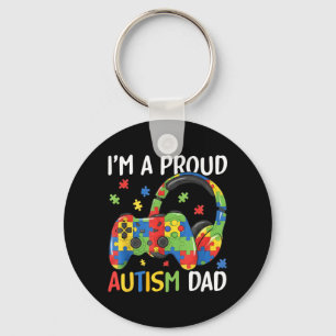 a Proud Autism Dad Autism Awareness Video Game Key Ring