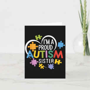 A Proud Autism Sister Awareness Love Heart Puzzle Card