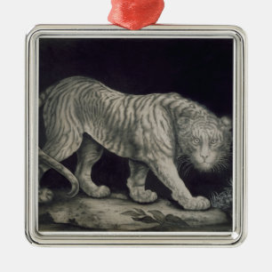 A Prowling Tiger (pencil on paper) Metal Ornament