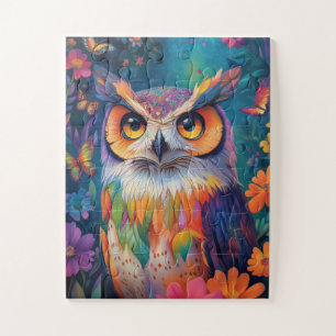 A psychedelic owl jigsaw puzzle