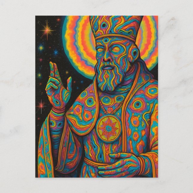A psychedelic priest postcard (Front)